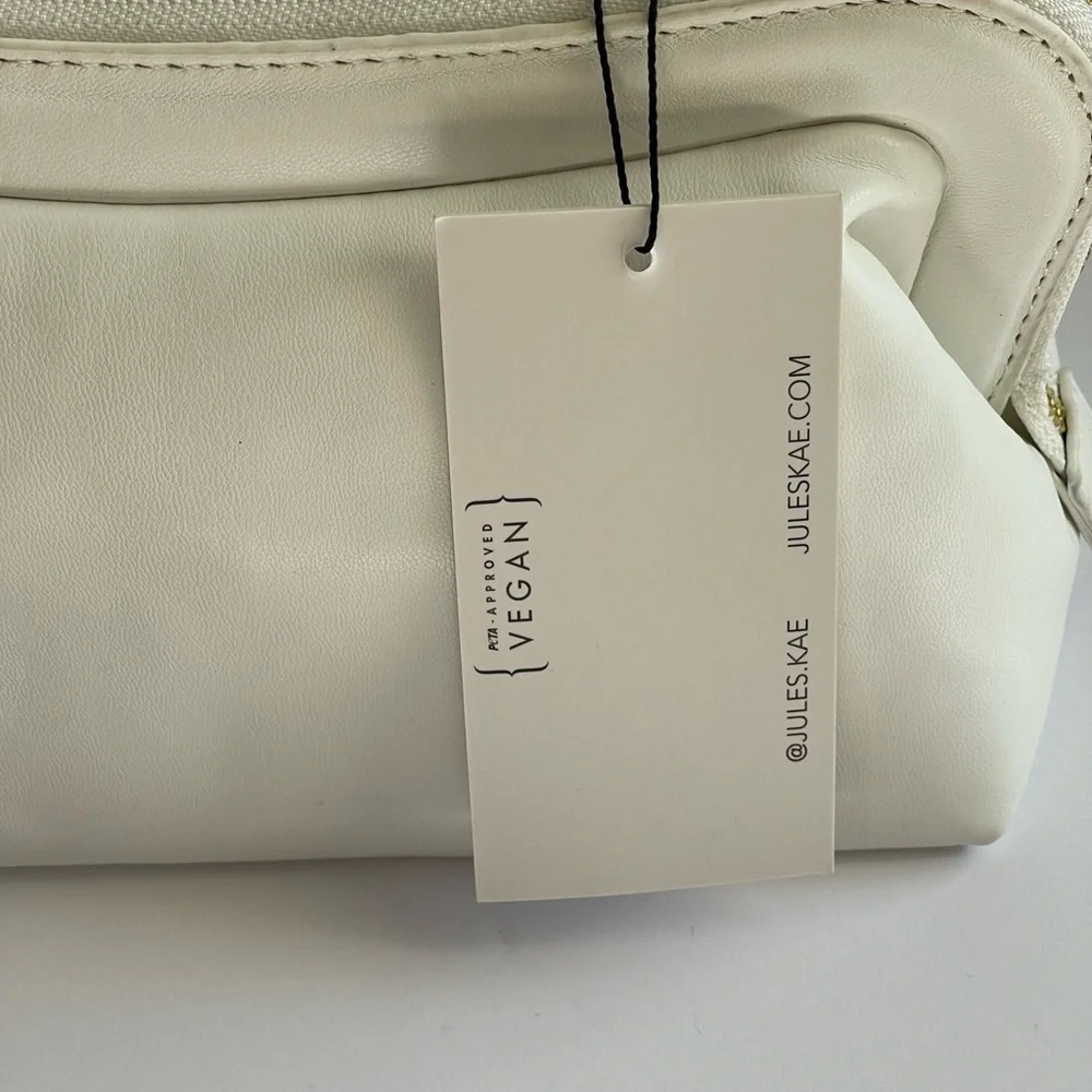 NWT Jules Kae White Vegan Leather Crossbody Clutch